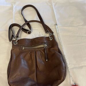 Vintage ROOTS Olivia bag in dark brown. Made in Canada.